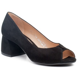 Marco Shoes Escarpins en daim noir à talon stable le noir 1