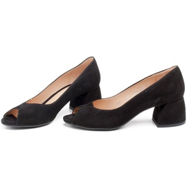 Marco Shoes Escarpins en daim noir à talon stable le noir 3