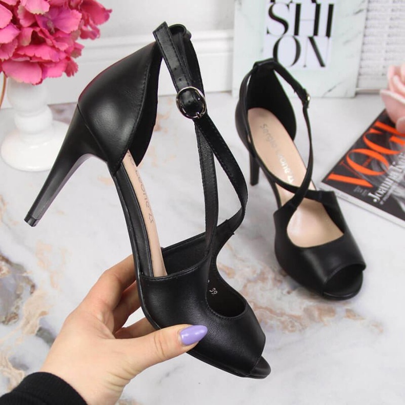 Sandales noires à talon haut W Sergio Leone le noir 1