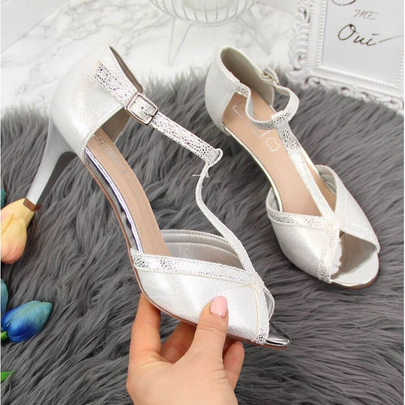 Sandales argentées élégantes à bout ouvert W Filippo 1