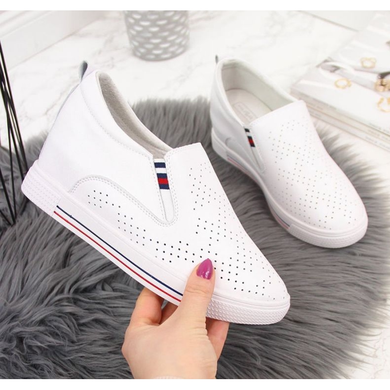 Baskets compensées blanches ajourées en cuir W Filippo 1