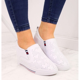 Baskets compensées blanches ajourées en cuir W Filippo 4
