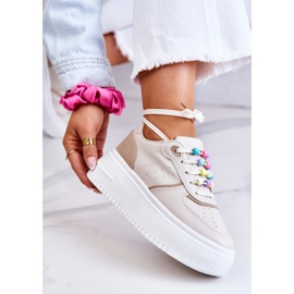 PS1 Chaussures De Sport Attachées Pour Femmes Baskets Beige Manille 2 PS1 Chaussures De Sport Attachées Pour Femmes Baskets Beige Manille 2