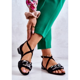 Sandales en Daim pour Femme avec Chaîne Laura Messi 2365 Noir le noir 2