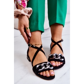 Sandales en Daim pour Femme avec Chaîne Laura Messi 2365 Noir le noir 7