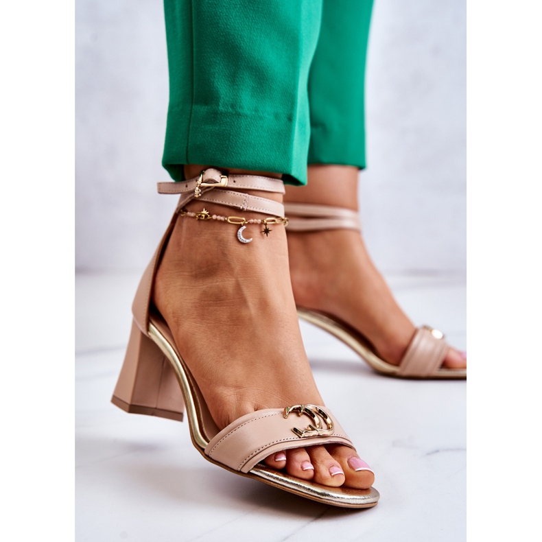 Sandales à Talons Hauts en Cuir Laura Messi 2425 Beige 2