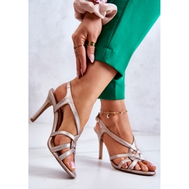 Sandales Cuir Talons Hauts Laura Messi 2002 Beige et Doré 2 Sandales Cuir Talons Hauts Laura Messi 2002 Beige et Doré 2