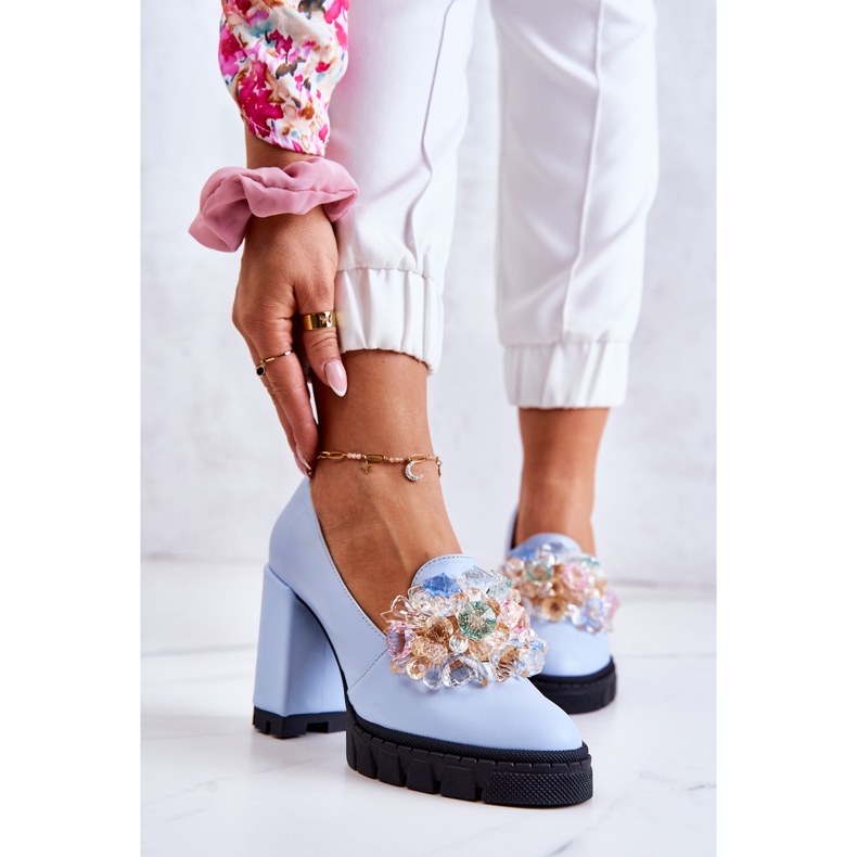 PA2 Escarpins élégants avec ornement Caterine bleu lisse 1