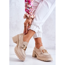 PL5 Chaussures En Daim Avec Décoration Dorée Beige Clair Idéaliser 3