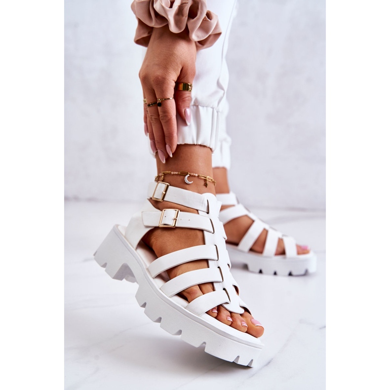 PS1 Sandales Cuir à Bandes Blanches Minorite 1