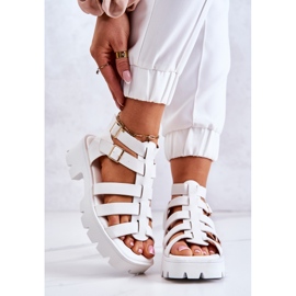 PS1 Sandales Cuir à Bandes Blanches Minorite 2