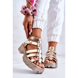 PS1 Sandales Cuir à Bandes Dorées Minorite 1