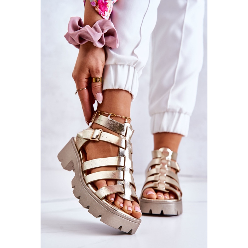 PS1 Sandales Cuir à Bandes Dorées Minorite 1