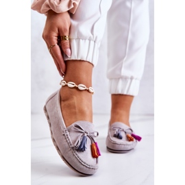 PS1 Mocassins en daim gris Wilessa pour femmes 1