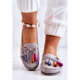 PS1 Mocassins en daim gris Wilessa pour femmes 4