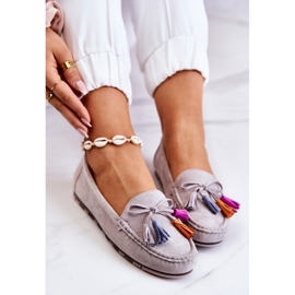 PS1 Mocassins en daim gris Wilessa pour femmes 5