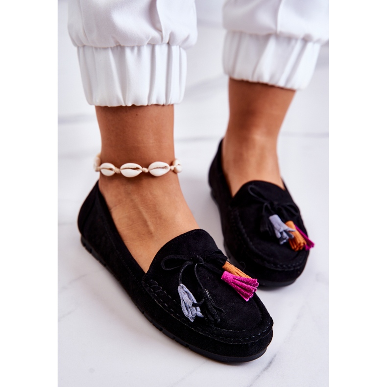 PS1 Mocassins Wilessa en daim noir pour femmes 1