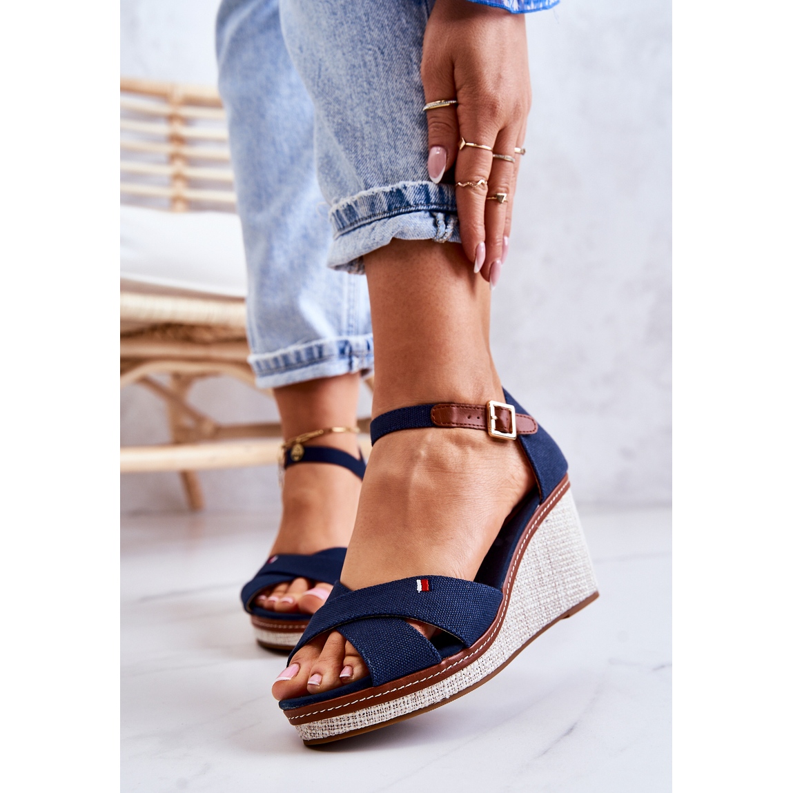 Sandales femme bleu marine top talon