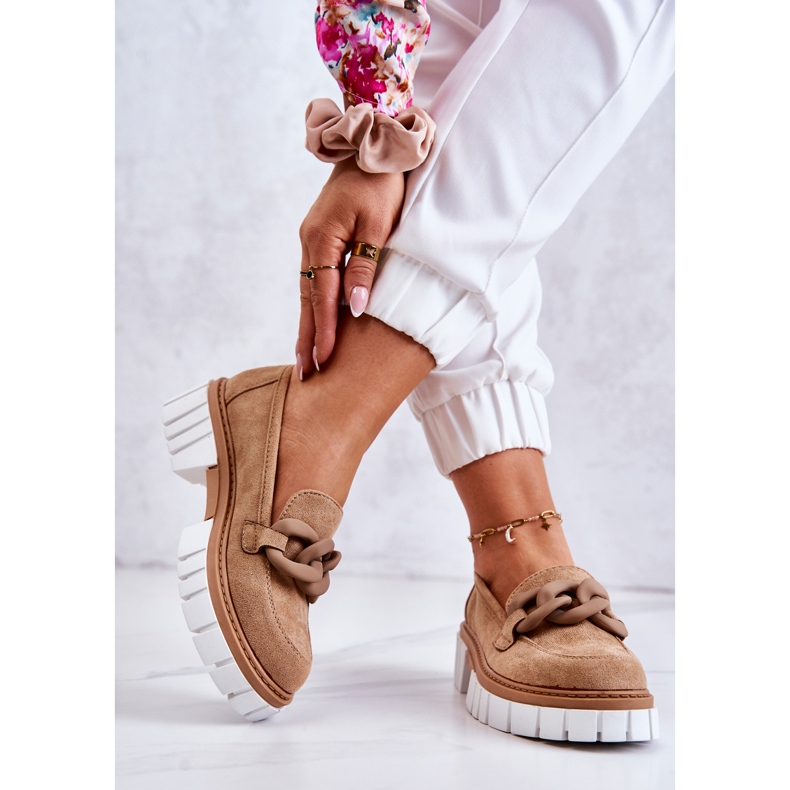 PS1 Mocassins En Daim Avec Décoration Talisa Beige Foncé 2