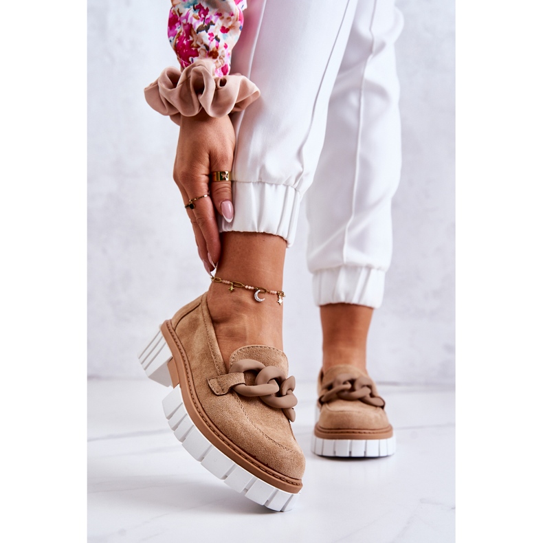 PS1 Mocassins En Daim Avec Décoration Talisa Beige Foncé 1