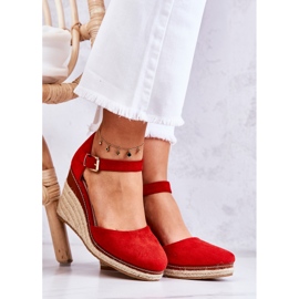 PS1 Espadrilles Femme Sur Talons Compensés Tamarill Rouge 1