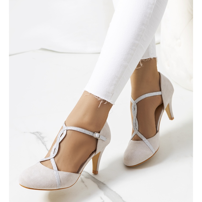 Escarpins gris sur talon Luiken argent 1