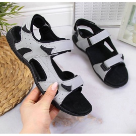 Sandales de sport grises à scratch W American Club le noir 1