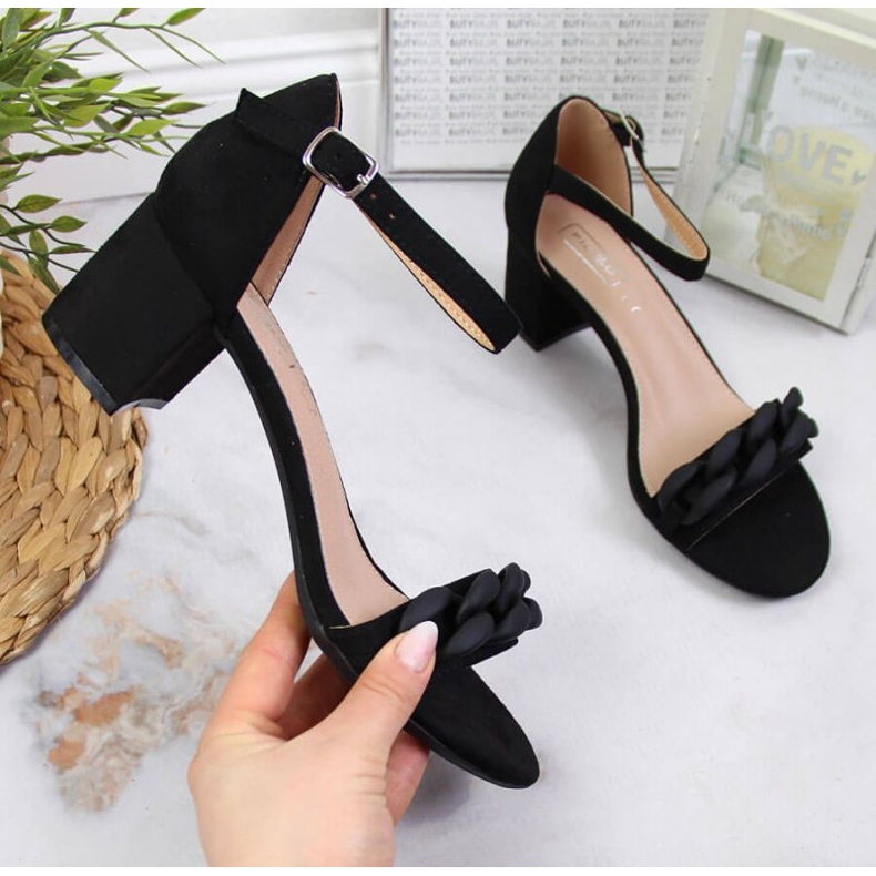 Sandales noires sur tige avec chaîne W Filippo 1