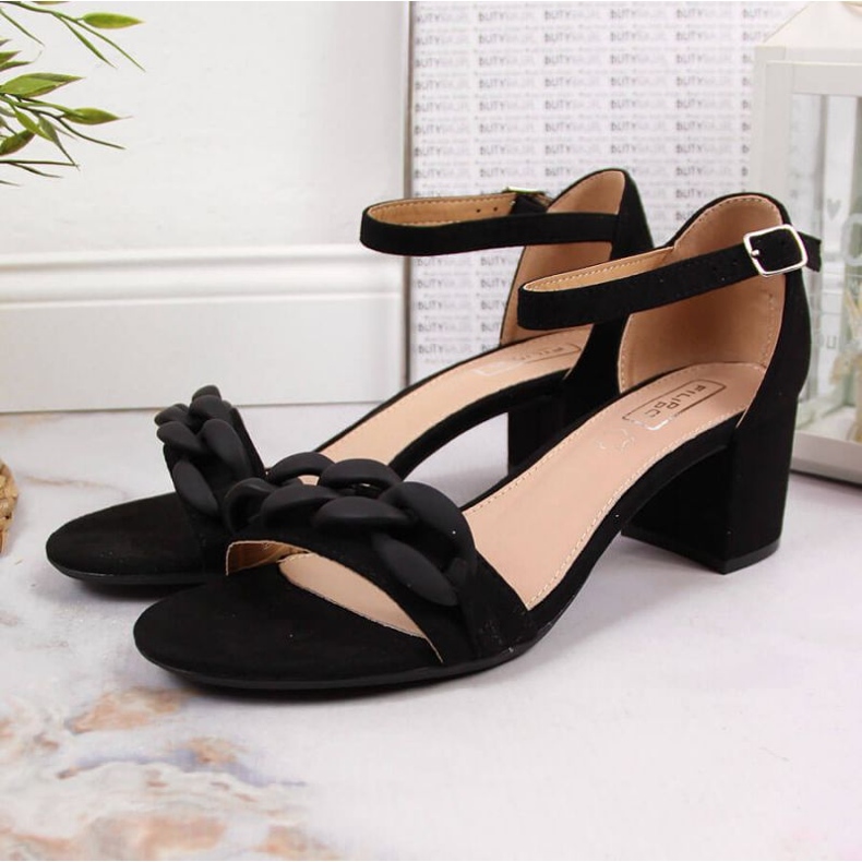 Sandales noires sur tige avec chaîne W Filippo 2