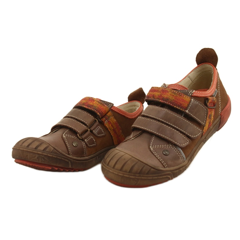 Chaussures en cuir avec velcro Bartek 28764-70Q marron brun orange 1