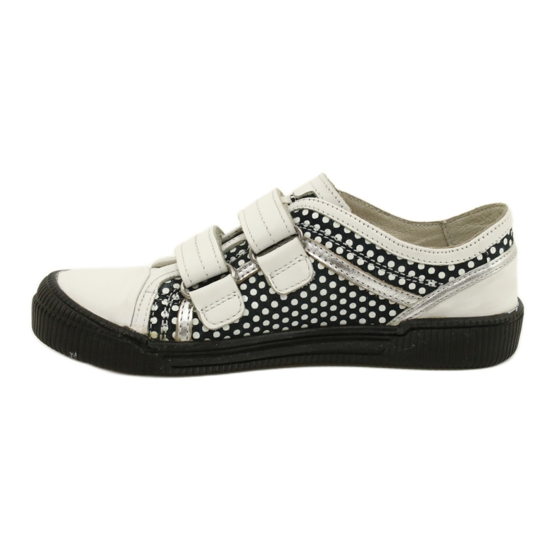 Chaussures à Velcro en Cuir Bartek 78148-25K Pois blanc noir argent 1