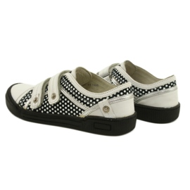 Chaussures à Velcro en Cuir Bartek 78148-25K Pois blanche le noir argent 4
