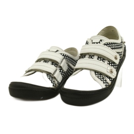 Chaussures à Velcro en Cuir Bartek 78148-25K Pois blanche le noir argent 2