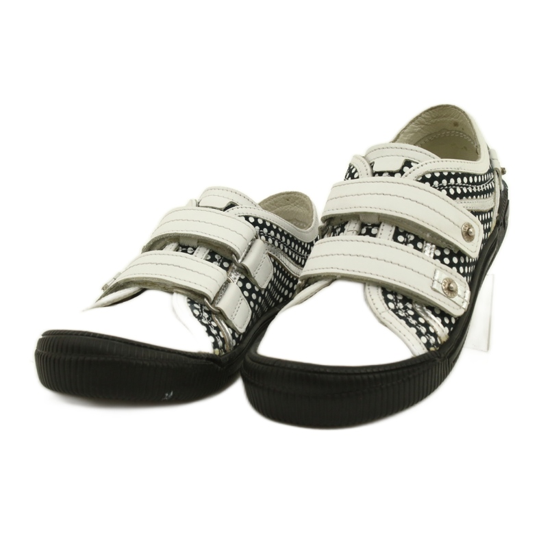 Chaussures à Velcro en Cuir Bartek 78148-25K Pois blanc noir argent 2