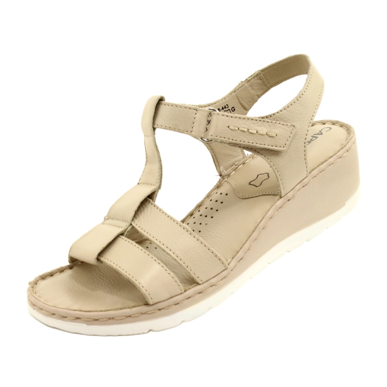 Sandales confortables en cuir Caprice 28152-28 443 Beige 3