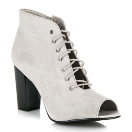 Vinceza Bottines nouées à bout ouvert gris 1