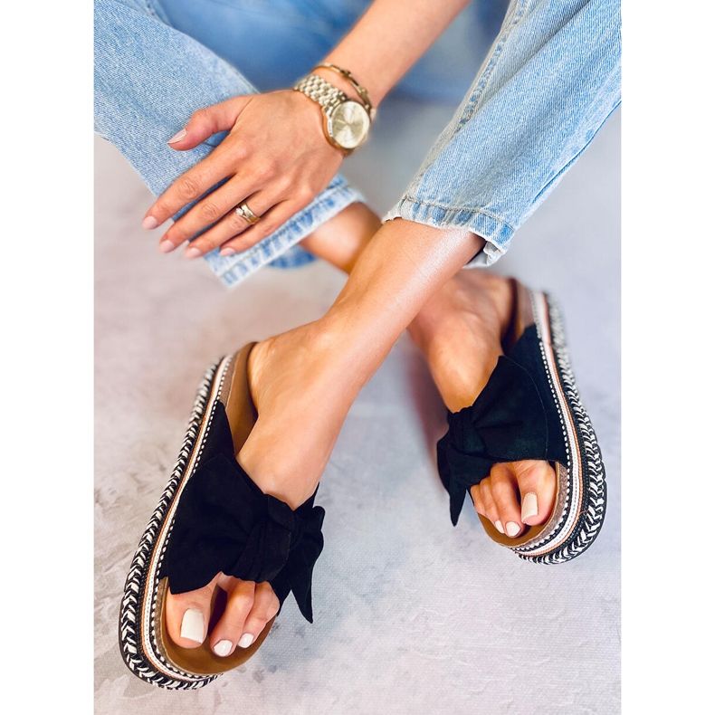 Tongs sur semelle décorée Lane Black noir 2