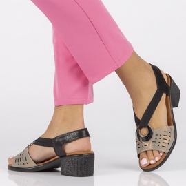 Sandales en cuir Filippo DS2308/22 Bk Go noir et or le noir d'or 6