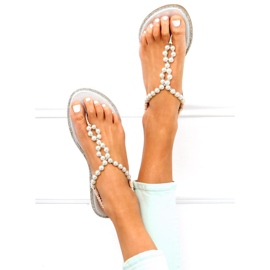 Tongs à perles Ofelia Beige 2