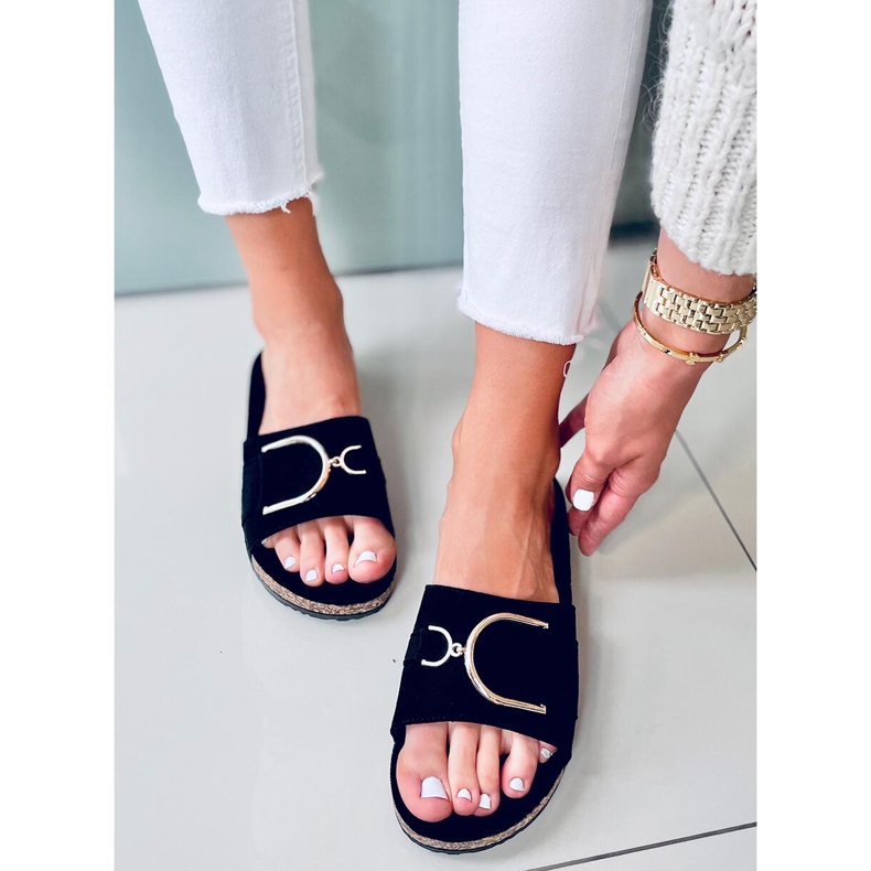 Chaussons semelle liège Tara Black le noir 1