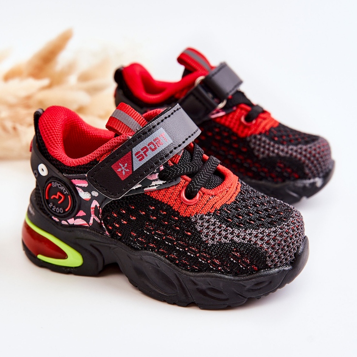 PJ2 Chaussures Sport Enfant Avec Velcro Noir-Rouge Lillo le noir 1