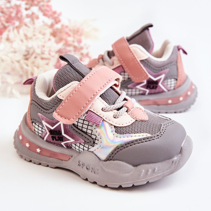 PJ2 Chaussures Sport Léger Enfant Gris-Rose Mobby 2 PJ2 Chaussures Sport Léger Enfant Gris-Rose Mobby 2