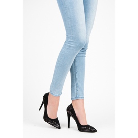 Seastar Escarpins en daim brillant le noir 6