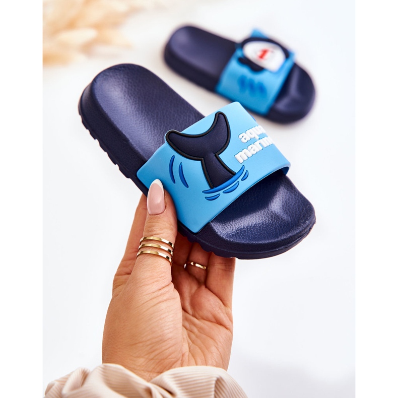 Chaussons Sharky enfant clair bleu et marine bleu marine 1