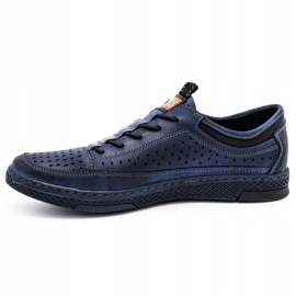 Polbut Chaussures en cuir masculin pour l'été K22 Navy Bleu 1
