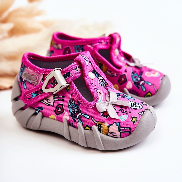 BEFADO S.A. Befado Supergirl Chaussons Avec Un Arc 110P457 Rose-Gris 1 BEFADO S.A. Befado Supergirl Chaussons Avec Un Arc 110P457 Rose-Gris 1