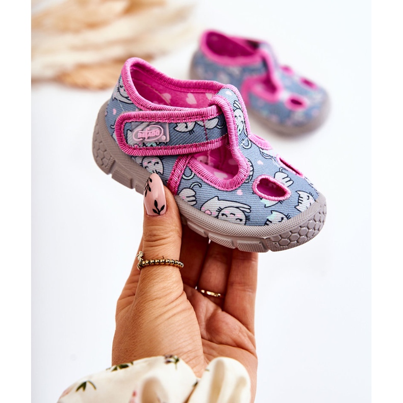 BEFADO S.A. Chaussons Befado Chats 533P014 Bleu-Rose 1