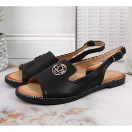 Sandales noires avec ornement W Filippo d'or 2
