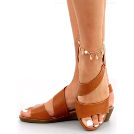 Sandales compensées basses Shara Camel brun 5