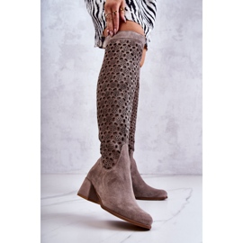 PA2 Boots en daim à motif ajouré beige foncé Hekilea brun 1